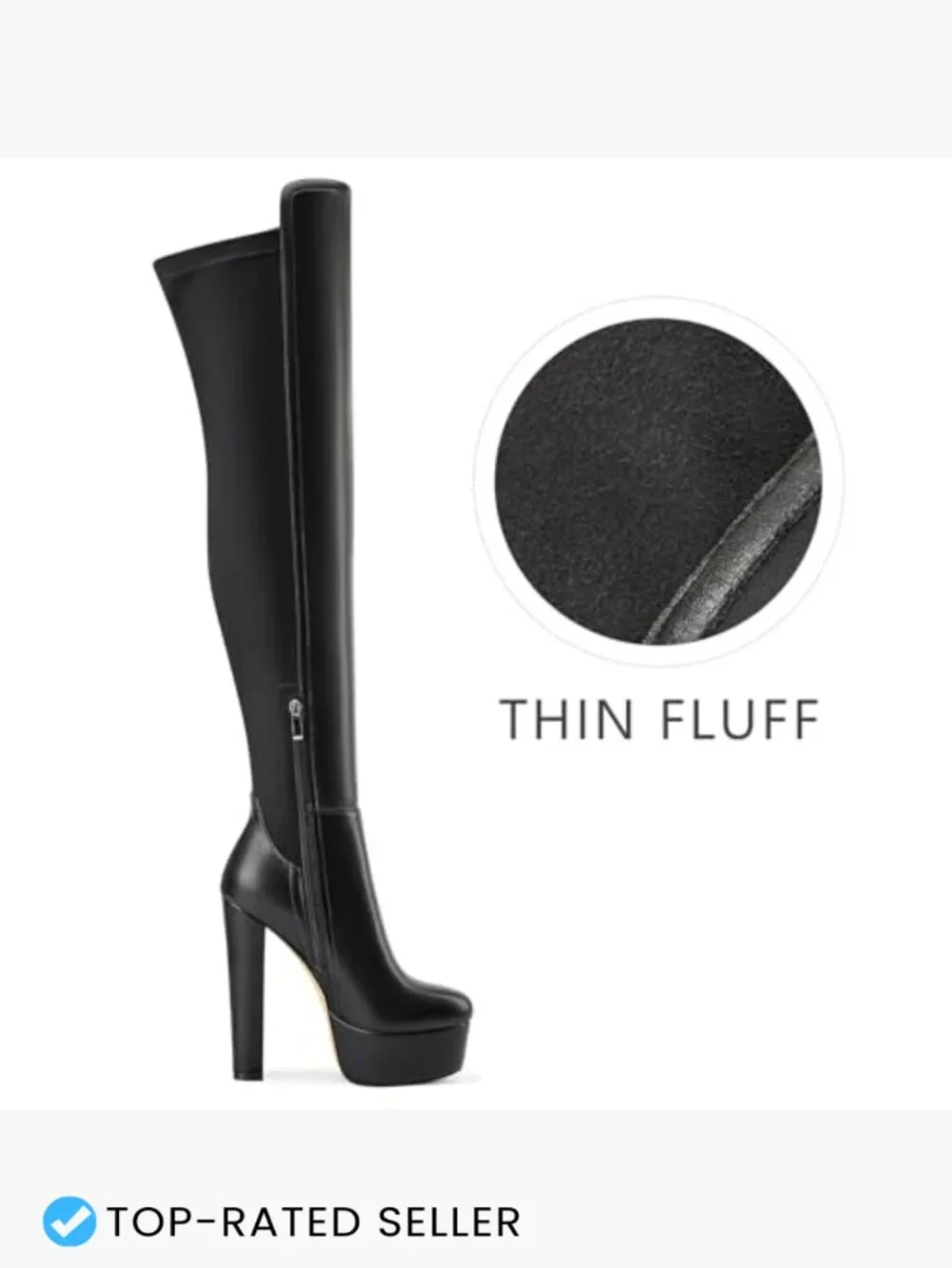 Thigh High Block Heel Over The Knee Boots Chunky Heel Side Zipper Stretch